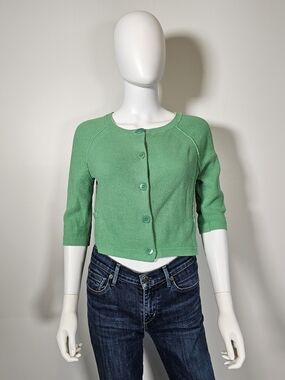 Inhabit Mint Green Cropped Button Cardigan Sz S